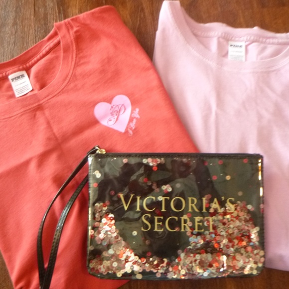 2 VICTORIA'S SECRET VALENTINE HEARTS & ROSES T SHIRTS SZ-L w/BONUS WRISTLET - Picture 16 of 16